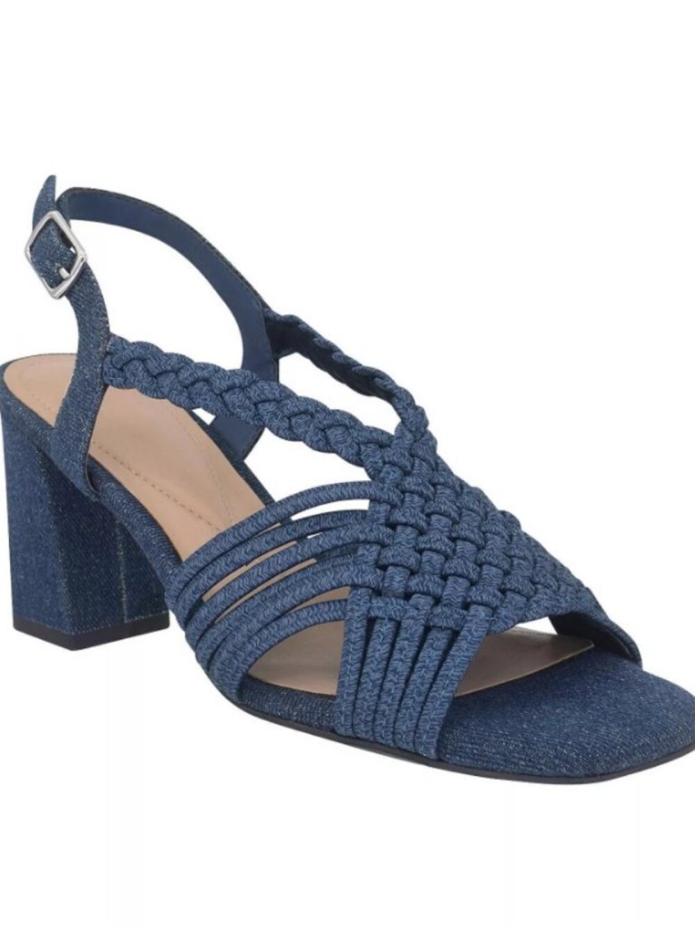 IMPO Stretch Blue Braided Block Heel Sandals Memory Foam Size 8.5M